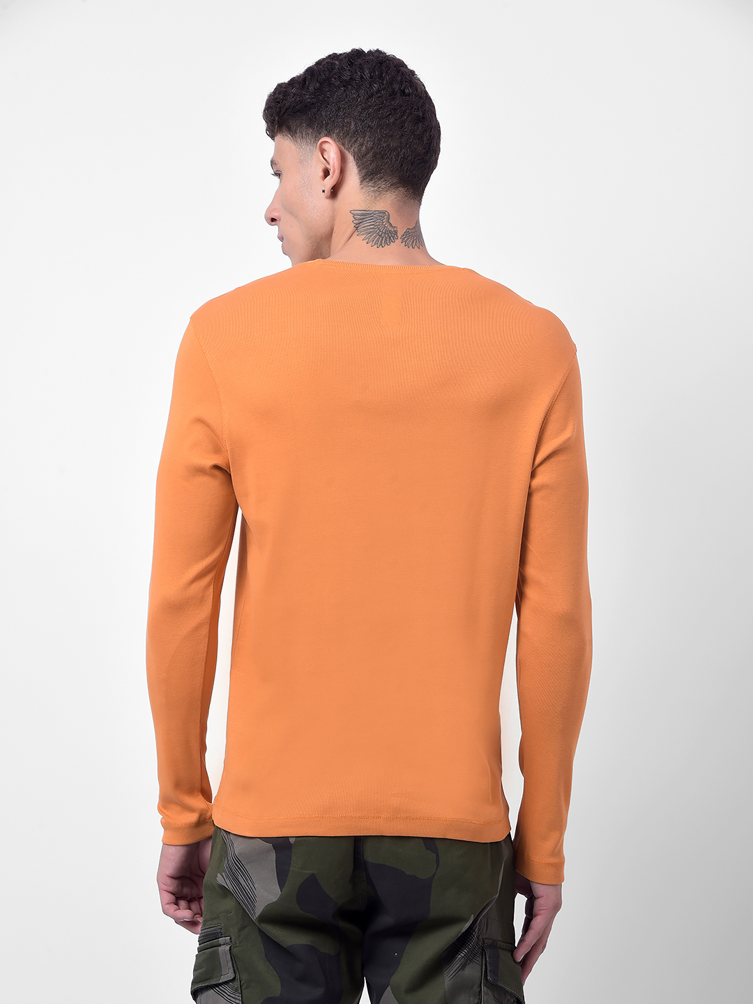 Numero Uno Men Orange Crew Neck Slim Fit T-Shirt